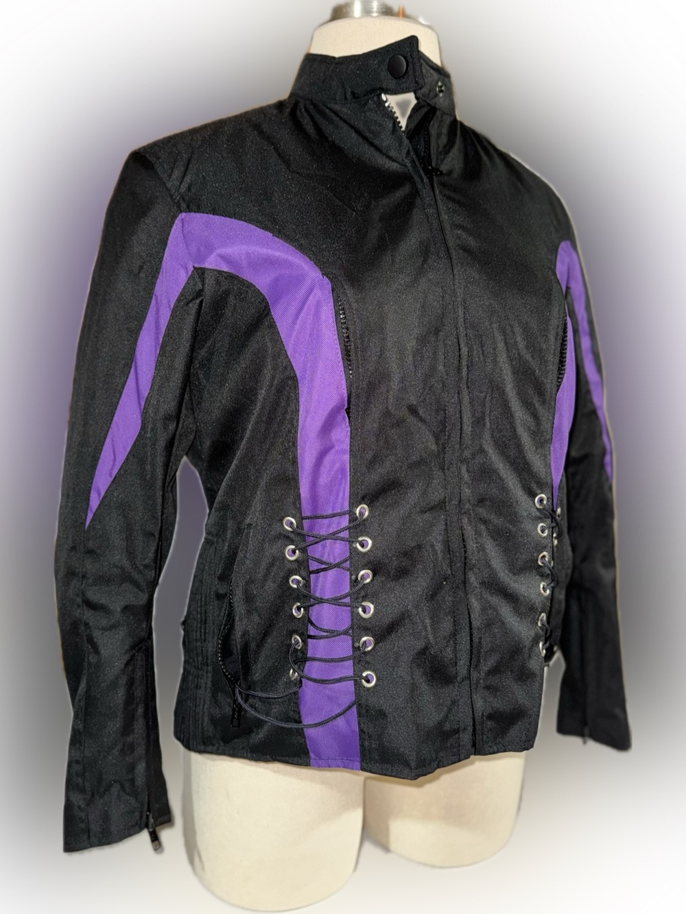 House of Leather Women’s Motorcycle Jacket Multi Pocket Zip-Out Liner size Large